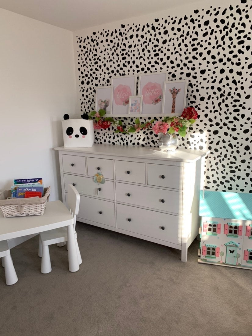Giraffe Wild Animal Floral Nursery Children's Room Wall Decor Print-3
