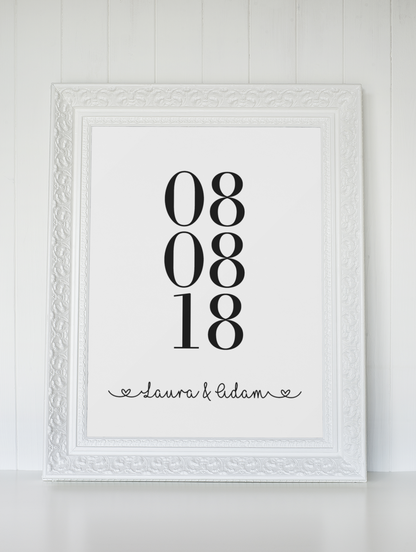 Personalised Anniversary Date With Names Valentine's Day Home Wall Decor Print-1