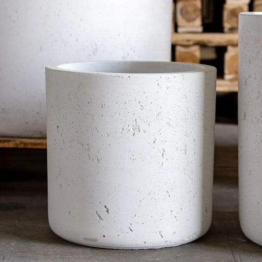 Aurella | White Mist – 40cm Large Concrete Cylinder Planter – 34L Round Plant Pot-0
