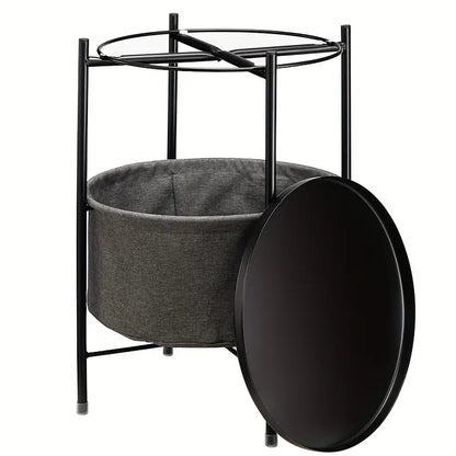 Double Layer Black Metal Tea Table in Black Color-1