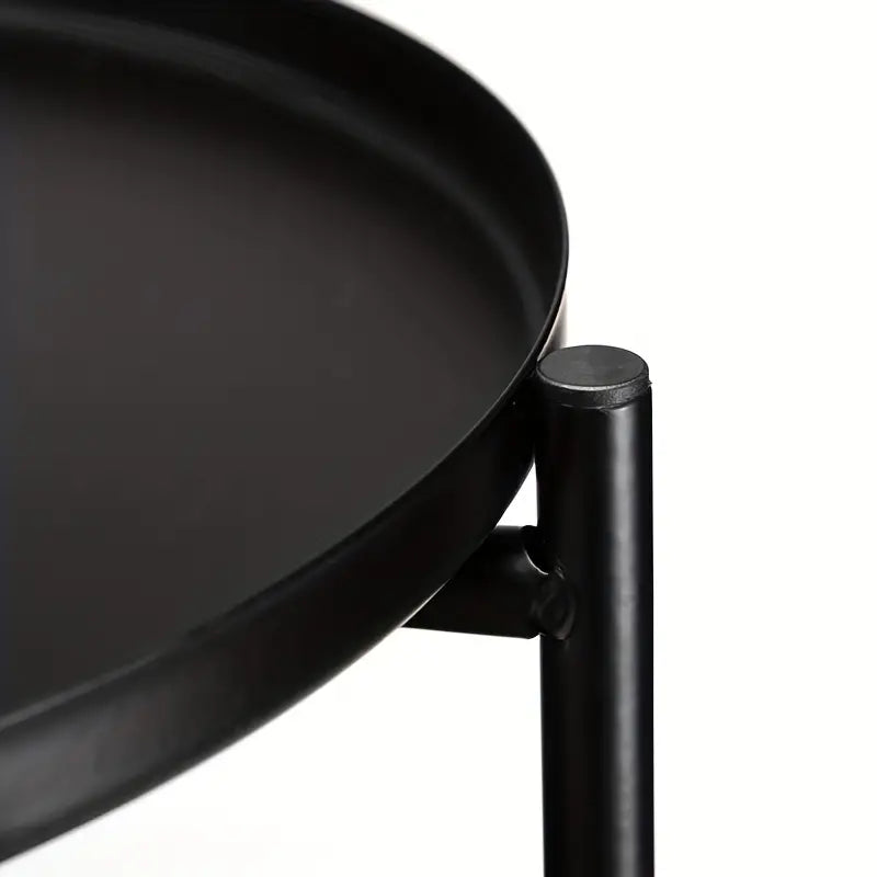 Double Layer Black Metal Tea Table in Black Color-3